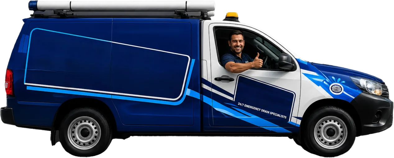 Our drain service van out on a Frenchs Forest job
