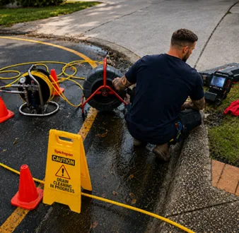 Burst drain pipe being repaired in Frenchs Forest